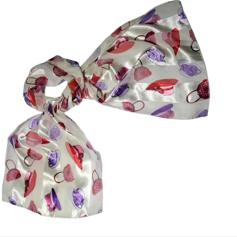Elegant Scarf with Multicolor Hats Printed